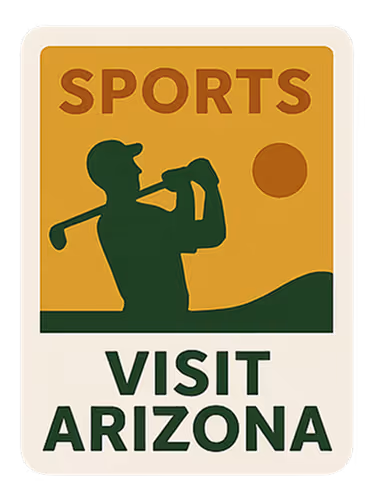 Vintage travel poster of golfer silhouette promoting Arizona sports tourism